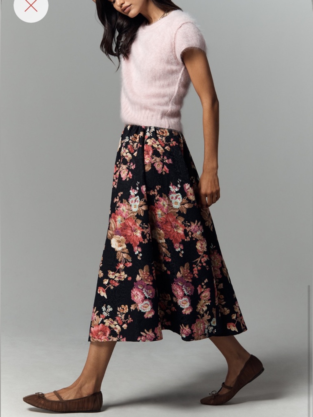 The Jaci Floral Jacquard Midi Skirt - Picture 2 of 4
